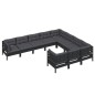 vidaXL Muebles de jardín 10 pzas con cojines negro madera de pino vidaXL Muebles de jardín 10 pzas con cojines negro madera de pino