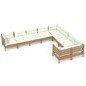 vidaXL Muebles de jardín 9 pzas y cojines madera de pino marrón miel vidaXL Muebles de jardín 9 pzas y cojines madera de pino marrón miel