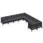 vidaXL Muebles de jardín 10 pzas con cojines negro madera de pino vidaXL Muebles de jardín 10 pzas con cojines negro madera de pino