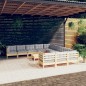 vidaXL Muebles de jardín 12 pzas y cojines madera de pino gris