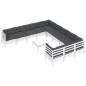 vidaXL Muebles de jardín 12 pzas con cojines blanco madera de pino vidaXL Muebles de jardín 12 pzas con cojines blanco madera de pino