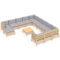 vidaXL Juego de muebles de jardín 13 pzas y cojines madera pino gris vidaXL Juego de muebles de jardín 13 pzas y cojines madera pino gris