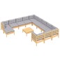 vidaXL Juego de muebles de jardín 13 pzas y cojines madera pino gris vidaXL Juego de muebles de jardín 13 pzas y cojines madera pino gris