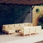 vidaXL Muebles de jardín 11 piezas cojines madera de pino color crema vidaXL Muebles de jardín 11 piezas cojines madera de pino color crema