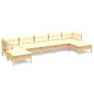 vidaXL Muebles de jardín 7 piezas cojines madera de pino color crema vidaXL Muebles de jardín 7 piezas cojines madera de pino color crema