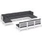 vidaXL Muebles de jardín 10 pzas con cojines blanco madera de pino