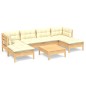 vidaXL Muebles de jardín 7 piezas cojines madera de pino color crema vidaXL Muebles de jardín 7 piezas cojines madera de pino color crema