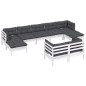 vidaXL Muebles de jardín 9 pzas y cojines blanco madera maciza de pino vidaXL Muebles de jardín 9 pzas y cojines blanco madera maciza de pino