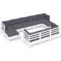 vidaXL Muebles de jardín 10 pzas cojines blanco madera maciza de pino vidaXL Muebles de jardín 10 pzas cojines blanco madera maciza de pino