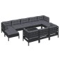 vidaXL Muebles de jardín 11 pzas y cojines negro madera maciza de pino vidaXL Muebles de jardín 11 pzas y cojines negro madera maciza de pino
