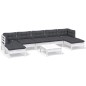 vidaXL Muebles de jardín 8 pzas con cojines blanco madera de pino vidaXL Muebles de jardín 8 pzas con cojines blanco madera de pino