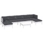 vidaXL Muebles de jardín 8 pzas con cojines blanco madera de pino vidaXL Muebles de jardín 8 pzas con cojines blanco madera de pino