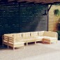 vidaXL Muebles de jardín 7 pzas y cojines madera maciza de pino crema vidaXL Muebles de jardín 7 pzas y cojines madera maciza de pino crema