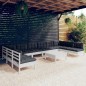 vidaXL Muebles de jardín 11 pzas y cojines blanco madera maciza pino