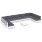 vidaXL Muebles de jardín 11 pzas y cojines blanco madera maciza pino