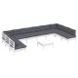 vidaXL Muebles de jardín 11 pzas y cojines blanco madera maciza pino