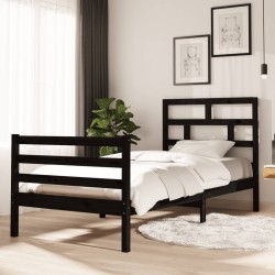 vidaXL Estructura de cama madera maciza de pino negra 90x200 cm