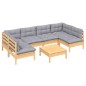 vidaXL Juego de muebles de jardín 7 pzas y cojines madera maciza pino vidaXL Juego de muebles de jardín 7 pzas y cojines madera maciza pino