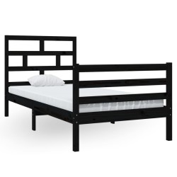 vidaXL Estructura de cama madera maciza de pino negra 90x200 cm