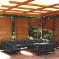 vidaXL Muebles de jardín 13 pzas y cojines negro madera maciza de pino vidaXL Muebles de jardín 13 pzas y cojines negro madera maciza de pino