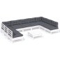 vidaXL Muebles de jardín 10 pzas y cojines blanco madera maciza de pino vidaXL Muebles de jardín 10 pzas y cojines blanco madera maciza de pino