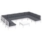 vidaXL Muebles de jardín 10 pzas y cojines blanco madera maciza de pino vidaXL Muebles de jardín 10 pzas y cojines blanco madera maciza de pino