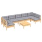vidaXL Juego de muebles de jardín 8 pzas y cojines madera maciza pino vidaXL Juego de muebles de jardín 8 pzas y cojines madera maciza pino