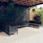 vidaXL Muebles de jardín 10 pzas y cojines gris madera maciza de pino vidaXL Muebles de jardín 10 pzas y cojines gris madera maciza de pino