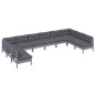 vidaXL Muebles de jardín 10 pzas y cojines gris madera maciza de pino vidaXL Muebles de jardín 10 pzas y cojines gris madera maciza de pino