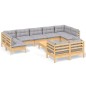 vidaXL Juego de muebles de jardín 10 pzas y cojines madera maciza pino vidaXL Juego de muebles de jardín 10 pzas y cojines madera maciza pino
