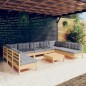 vidaXL Juego de muebles de jardín 10 pzas y cojines madera maciza pino vidaXL Juego de muebles de jardín 10 pzas y cojines madera maciza pino