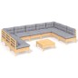 vidaXL Juego de muebles de jardín 10 pzas y cojines madera maciza pino vidaXL Juego de muebles de jardín 10 pzas y cojines madera maciza pino