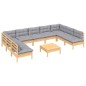 vidaXL Juego de muebles de jardín 10 pzas y cojines madera maciza pino vidaXL Juego de muebles de jardín 10 pzas y cojines madera maciza pino