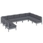 vidaXL Muebles de jardín 9 pzas y cojines gris madera maciza de pino vidaXL Muebles de jardín 9 pzas y cojines gris madera maciza de pino