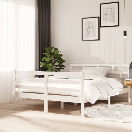 vidaXL Estructura de cama de madera maciza de pino blanco 140x190 cm