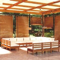 vidaXL Muebles de jardín 13 pzas y cojines madera de pino marrón miel
