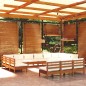 vidaXL Muebles de jardín 13 pzas y cojines madera de pino marrón miel vidaXL Muebles de jardín 13 pzas y cojines madera de pino marrón miel