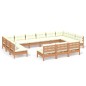 vidaXL Muebles de jardín 13 pzas y cojines madera de pino marrón miel vidaXL Muebles de jardín 13 pzas y cojines madera de pino marrón miel