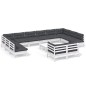 vidaXL Muebles de jardín 13 pzas con cojines blanco madera de pino vidaXL Muebles de jardín 13 pzas con cojines blanco madera de pino