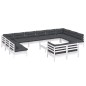 vidaXL Muebles de jardín 13 pzas con cojines blanco madera de pino vidaXL Muebles de jardín 13 pzas con cojines blanco madera de pino