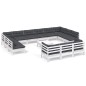 vidaXL Muebles de jardín 14 pzas con cojines blanco madera de pino vidaXL Muebles de jardín 14 pzas con cojines blanco madera de pino