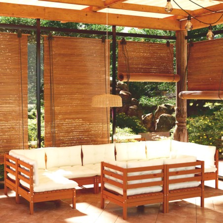 vidaXL Muebles de jardín 9 pzas y cojines madera de pino marrón miel