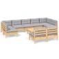 vidaXL Juego de muebles de jardín 10 pzas y cojines madera maciza pino vidaXL Juego de muebles de jardín 10 pzas y cojines madera maciza pino