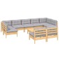 vidaXL Juego de muebles de jardín 10 pzas y cojines madera maciza pino vidaXL Juego de muebles de jardín 10 pzas y cojines madera maciza pino