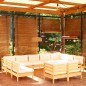 vidaXL Muebles de jardín 11 pzas y cojines madera maciza de pino crema vidaXL Muebles de jardín 11 pzas y cojines madera maciza de pino crema
