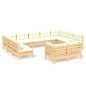 vidaXL Muebles de jardín 11 pzas y cojines madera maciza de pino crema vidaXL Muebles de jardín 11 pzas y cojines madera maciza de pino crema