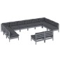 vidaXL Muebles de jardín 12 pzas y cojines madera maciza de pino gris