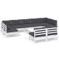 vidaXL Muebles de jardín 10 pzas y cojines blanco madera maciza de pino vidaXL Muebles de jardín 10 pzas y cojines blanco madera maciza de pino