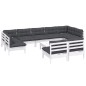 vidaXL Muebles de jardín 10 pzas y cojines blanco madera maciza de pino vidaXL Muebles de jardín 10 pzas y cojines blanco madera maciza de pino