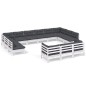 vidaXL Muebles de jardín 13 pzas con cojines blanco madera de pino vidaXL Muebles de jardín 13 pzas con cojines blanco madera de pino